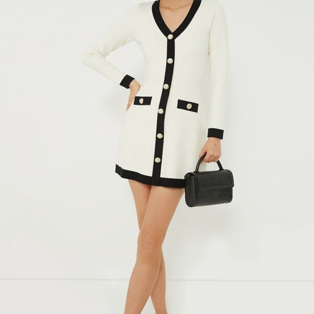 Hyacinth House Black & White Cardigan Sweater Dress
